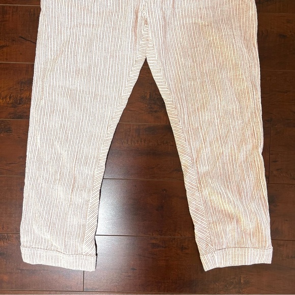 FREE PEOPLE Rumors Yarn Dye Harem Pants Natural Red Cream High Rise Crop Size 2 - Picture 7 of 12